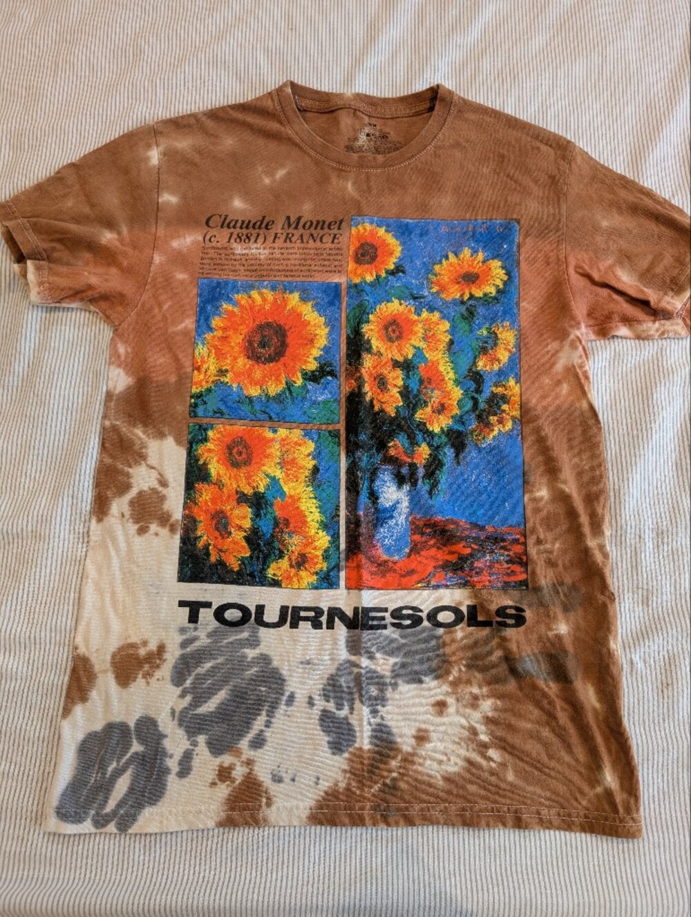 Claude Monet Sunflowers Graphic Tee - Brown Tie-Dye
